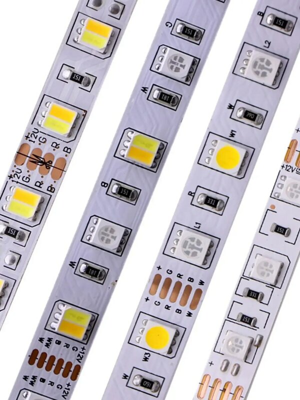 Guirxiété lumineuse LED flexible pour la maison, 5050 SMD, RGB, RGBW, RGB + White, RGBWW, RGB + Warm White, RGBCCT, 5m, 300 gible, 12V, 24V