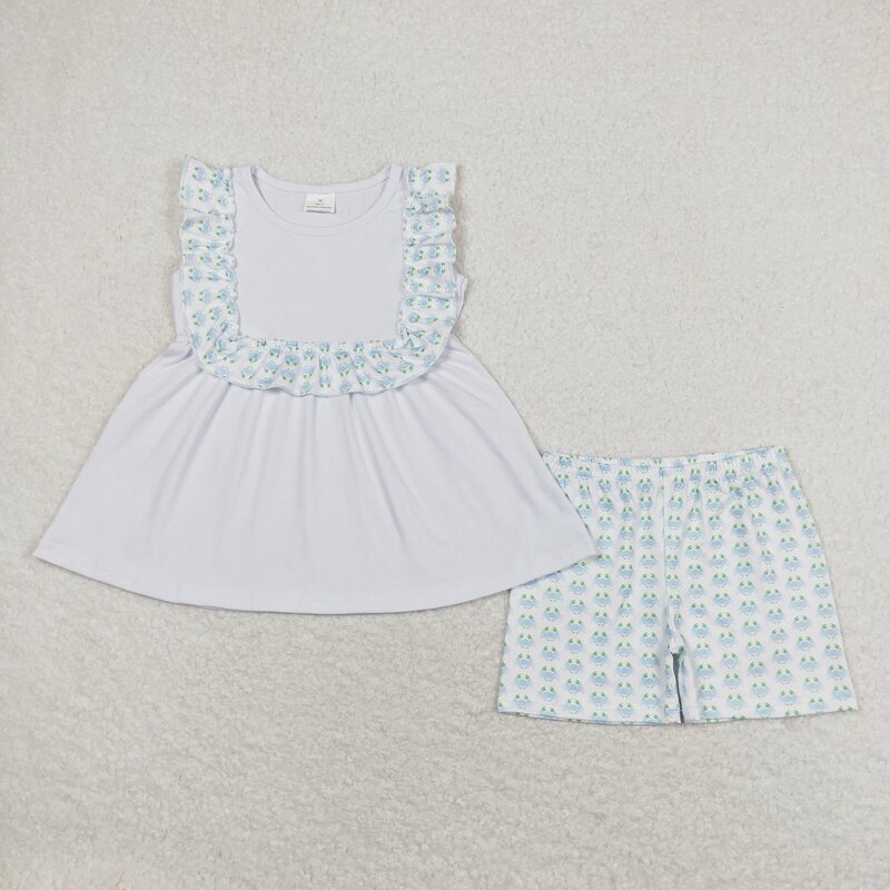 Комплект из двух предметов для маленьких мальчиков и девочек, топ и шорты в стиле крабы для ползания, летняя одежда