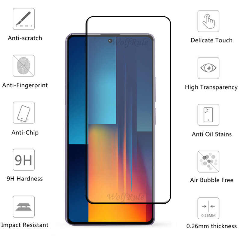 6-in-1 For Poco M6 Pro Glass Xiaomi Poco M6 Pro Tempered Glass Full Glue Cover Phone Screen Protector Poco M 6 M6 Pro Lens Glass