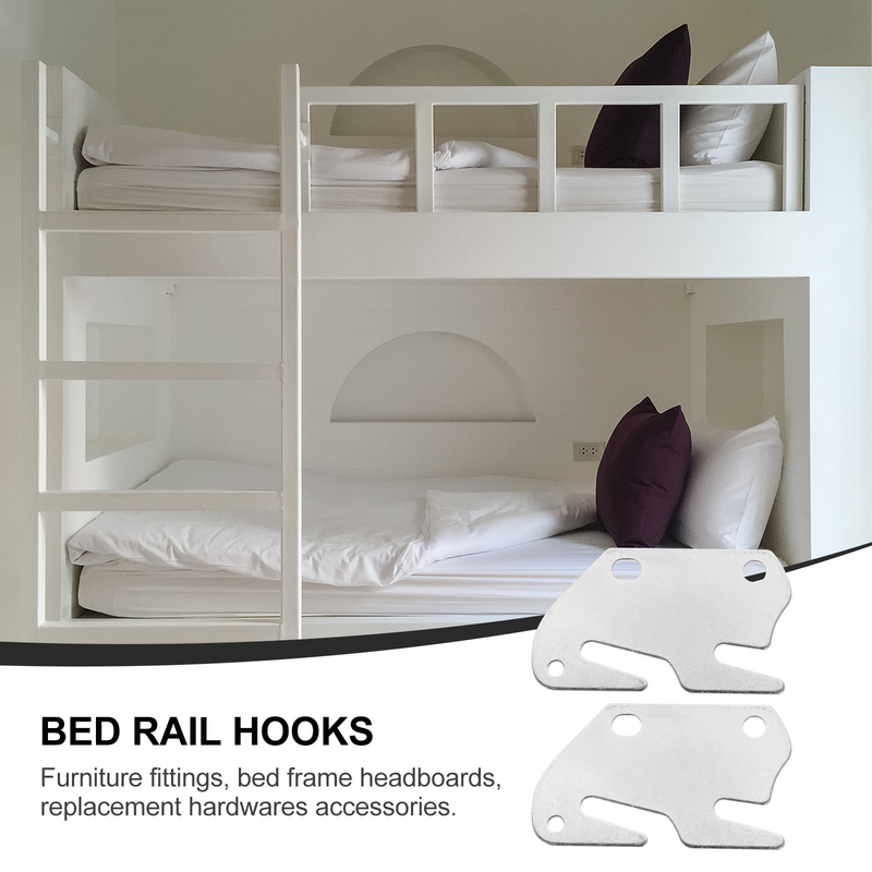 Accesorios de marco de cama de madera, soporte de riel, ganchos de riel, placas, marcos de cama, 2 piezas