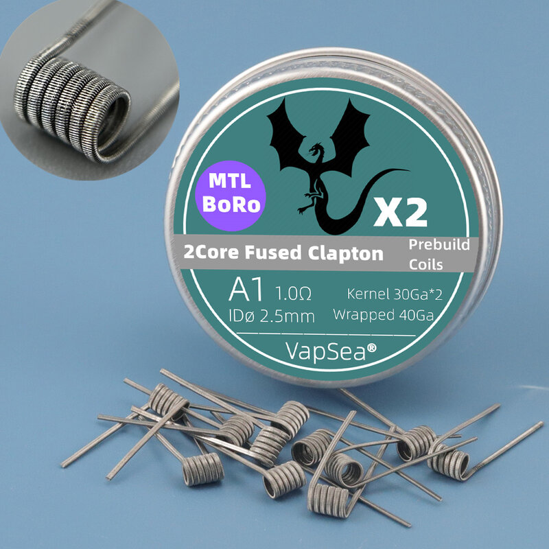 2.5mm MTL Fused Clapton Coil NI80/A1/SS316L Twisted/Alien Premade Heating Wire Electric Abrasive For SXK AIO/BB BORO/Berserker