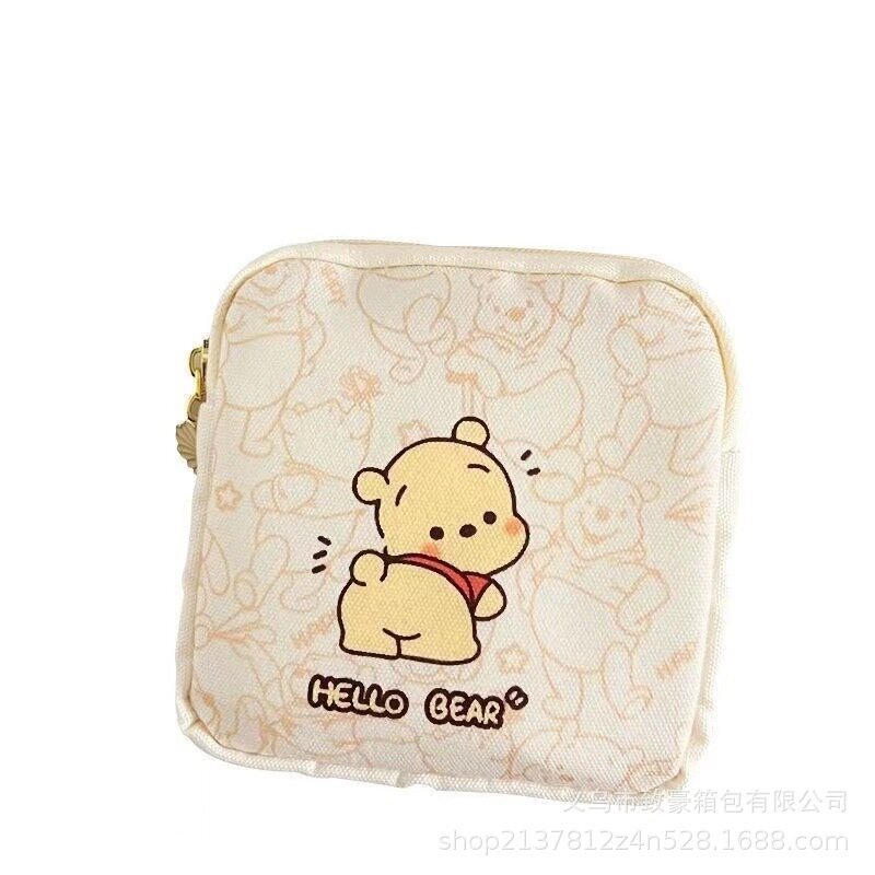 Sanrio-Pochacco Cinnamoroll, bolsa de servilletas sanitarias con cremallera, monedero de Anime para niña, estudiante, almacenamiento portátil, billetera de tela de lona, regalo