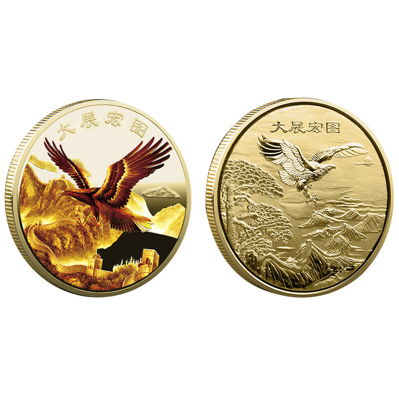 2022 Eagle Symbool Lucky Coin Commemorative Mascotte Voor Geluk Rijkdom Kleurrijke Gouden Munten Collectible Souvenir Collectie Geschenken