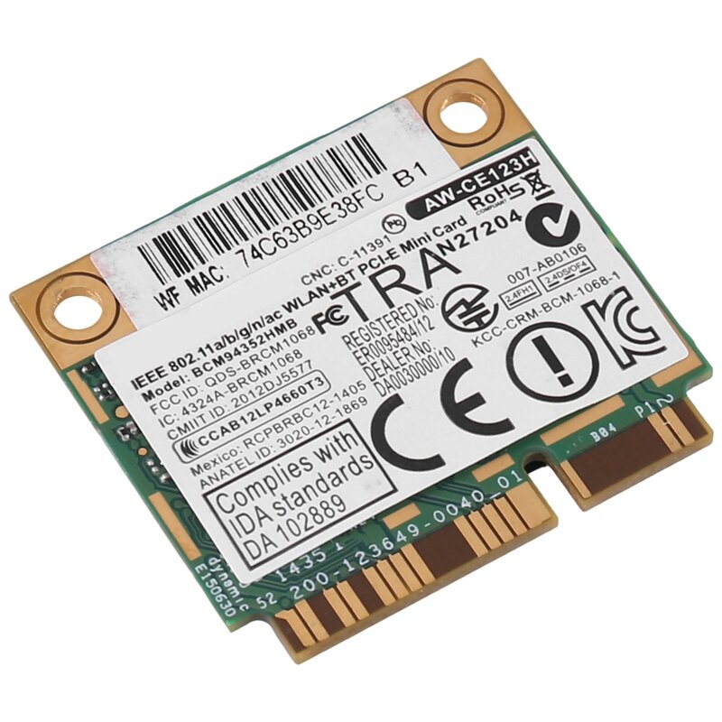Azurewave 미니 Pcie 무선 카드, BCM94352HMB, 802.11AC, 867Mhz, 1 개