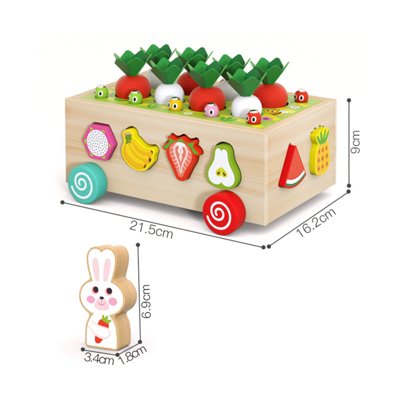 Многофункциональная игрушка от 1, 2, 3 года, игрушка в виде моркови с вилкой, деревянная игрушка, Сортировочная игра, деревянная головоломка, урожай моркови