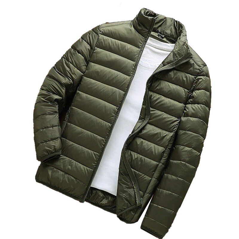 Удобное модное мужское пальто для отдыха, пуховик, теплые ветрозащитные легкие куртки на молнии для зимы и осени