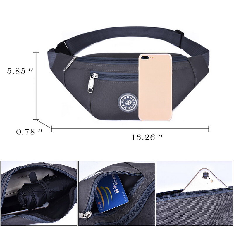 Impermeável Fanny Waist Bag Pack para homens e mulheres, masculino Belly Banana Belt Pouch, Kangaroo Bum Hip Waistbag, Chest Work Wallet Sack