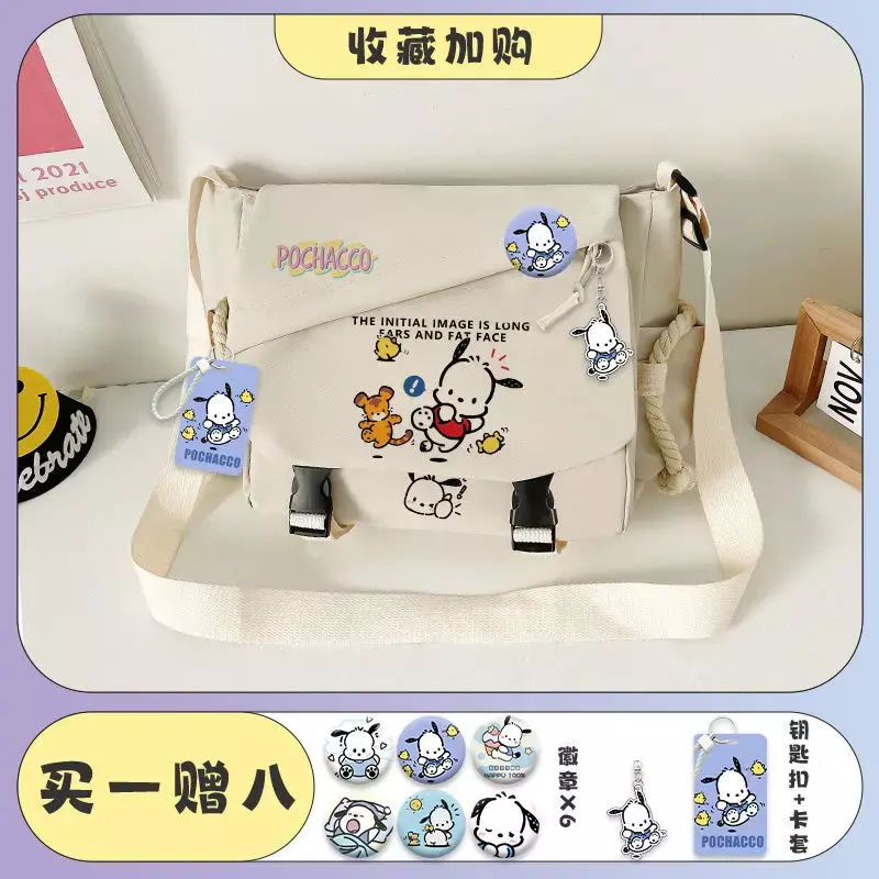 Sanrio New Pacha Dog Crossbody Bag Portable Canvas Bag Student College Class Cartoon Single-Shoulder Bag