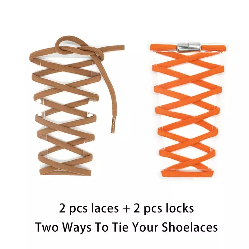 Tali sepatu elastis tanpa dasi untuk anak dan dewasa, tali sepatu kets elastis dengan mudah dipakai dan dilepas, tali sepatu kunci logam untuk sepatu kets