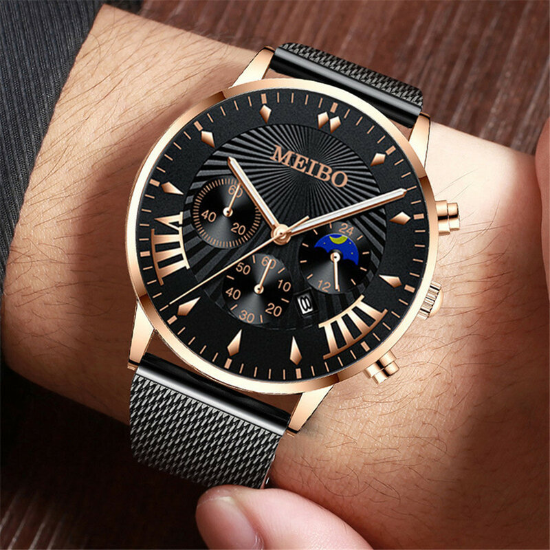 นาฬิกาควอทซ์สแตนเลสสำหรับผู้ชายนาฬิกาหรูหราผู้ชายแฟชั่นใหม่ดูหนังนักธุรกิจผู้ชายนาฬิกาควอทซ์ relogio masculino
