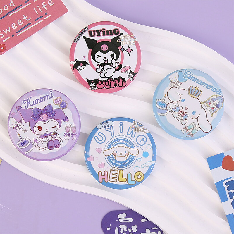Cute Cartoon Sanrio Tin Badge and Chest Badge Cinnamoroll Kuromi Melody Pochacco Hello Kitty Brooch Backpack Pendant Gift Anime
