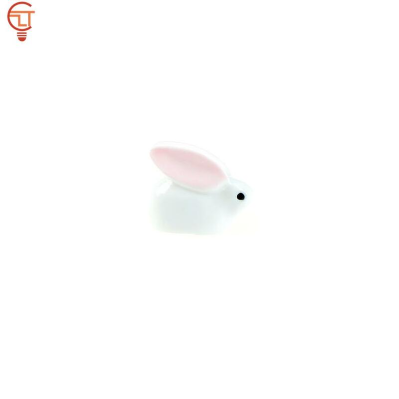1pc Mini Resin Bunnies Miniature Figures 3D Little White Rabbit Ornament Micro Landscape Dollhouse Decoration Diy Crafts