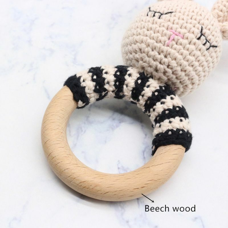 Crochet Animal Rattle Toy Soother Bracelet  Teether Ring Toy Baby Product Infant Pram Crib  Toy Newborn Gift Dropshipping