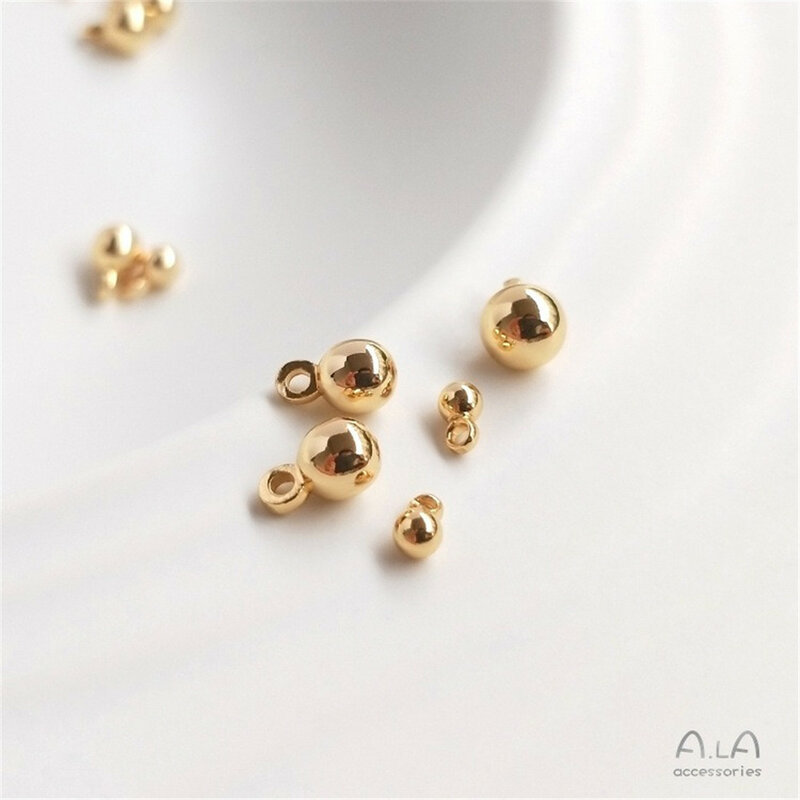 Perline in oro 14K perline solide braccialetto fai da te cavigliera accessori per gioielli materiali D060