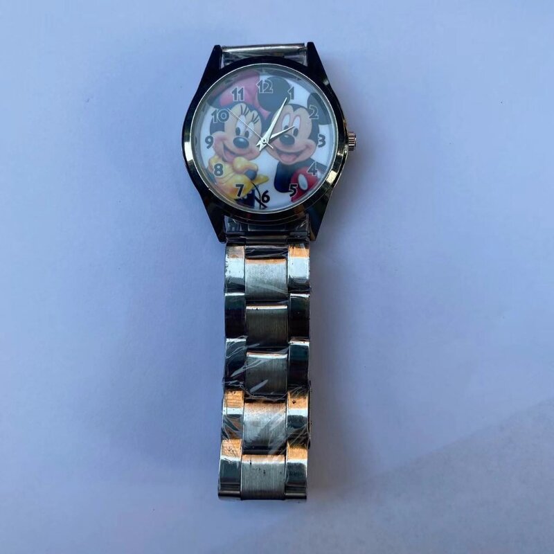 Disney Mickey Minnie dzieci zegarki ze stali nierdzewnej bajkowy zegarek dla chłopców dziewczynek wysokiej jakości zegarek kwarcowy Dropshipping