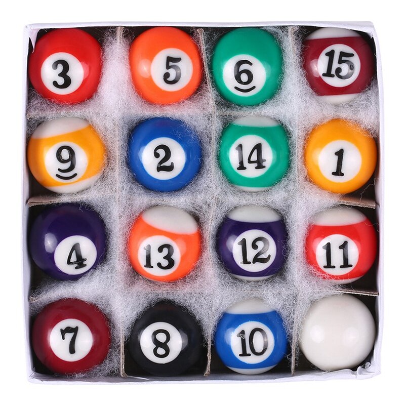 Juego de bolas de billar profesionales para niños, juego completo de minibolas de billar de resina, 16 piezas