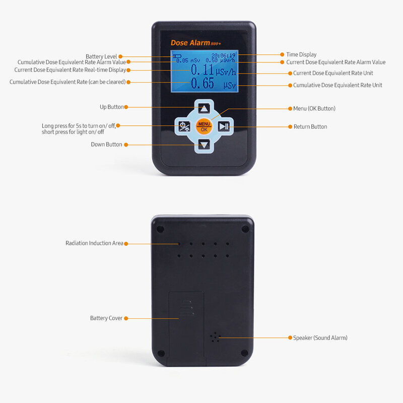 Alarma de dosis Digital, probador de radiación, Monitor de dosímetro contador Geiger con pantalla de corriente y acumulador para fábrica