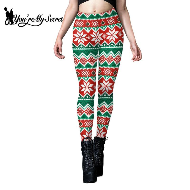 [You Are My Secret] legging Natal baru untuk wanita celana motif rusa Neon celana panjang natal hadiah liburan celana ketat seksi olahraga kebugaran