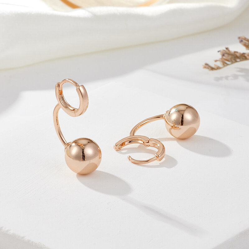 SYOUJYO 585 orecchini pendenti a forma di palla Color oro per le donne regalo di gioielleria raffinata dal Design alla moda lucido