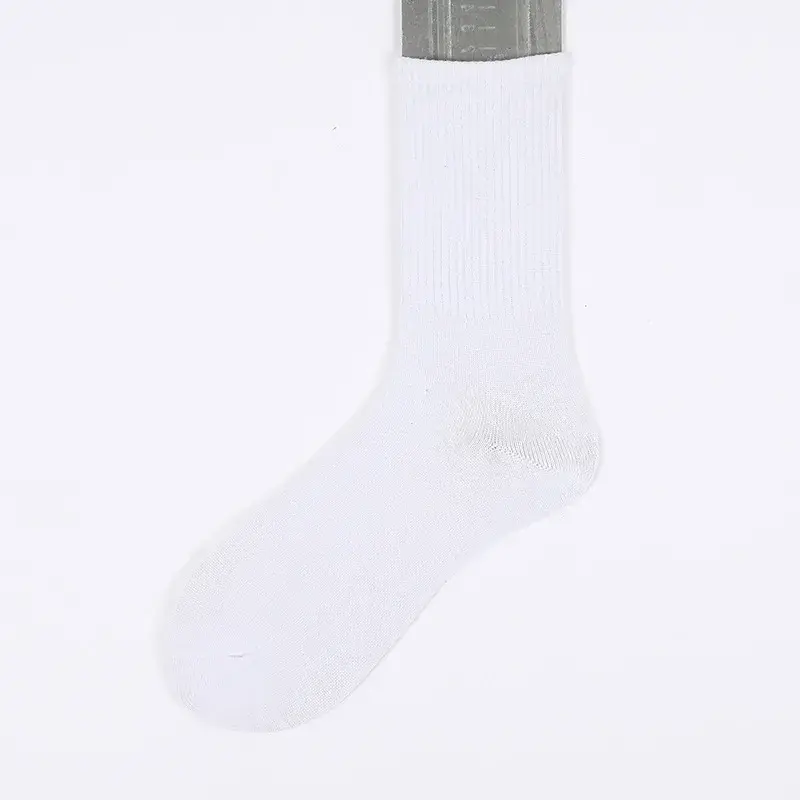 Calcetines de algodón peinado para hombre y mujer, medias de longitud media, color blanco y negro, para primavera y verano