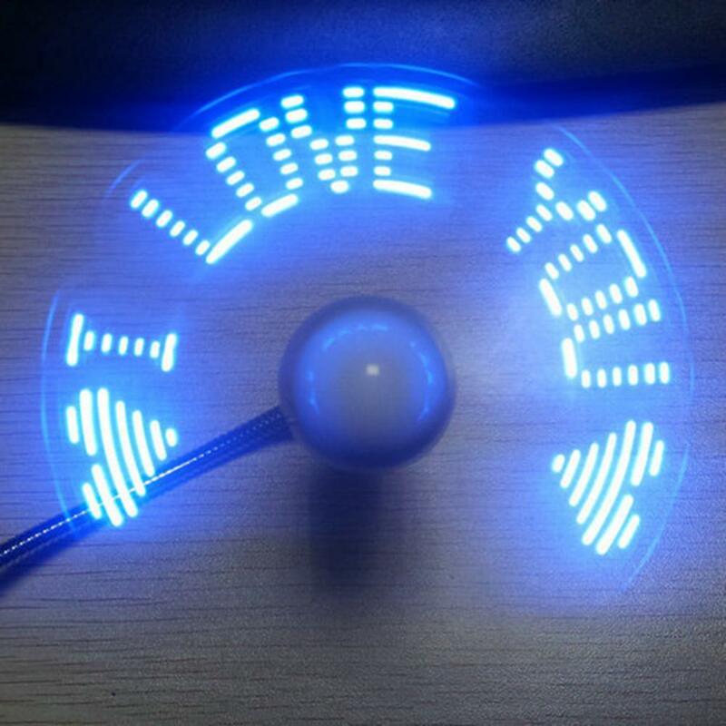 Ventilador de mano creativo con forma de reloj redondo, Mini ventilador de refrigeración USB con luces LED nocturnas, ventiladores de verano para el Día de San Valentín