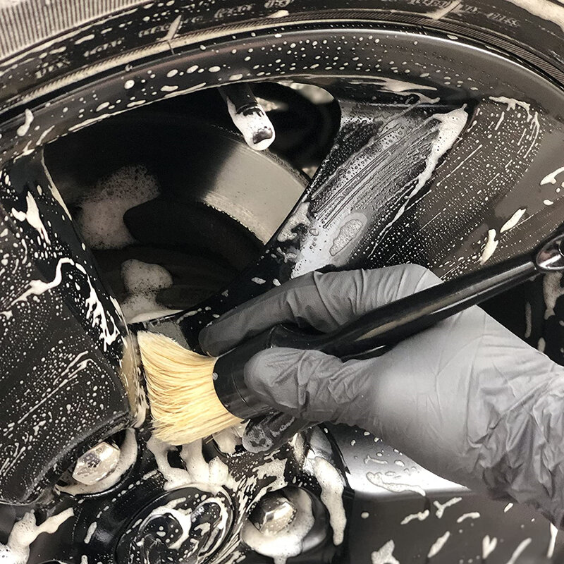 Cepillo de cerdas de pelo de jabalí para limpieza de coche, herramientas de detalle automático, cepillo de limpieza de salpicadero, 1/3 piezas
