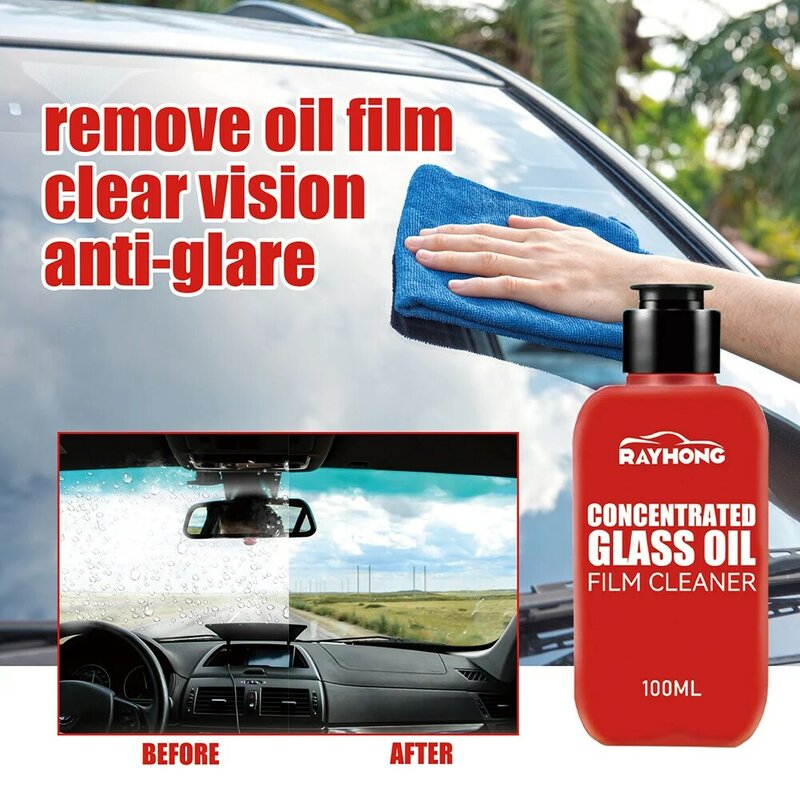 Limpiador de película de aceite de vidrio con toalla de esponja, Restauración Universal, limpiador de vidrio transparente para limpiar recubrimientos de vidrio, 100ml