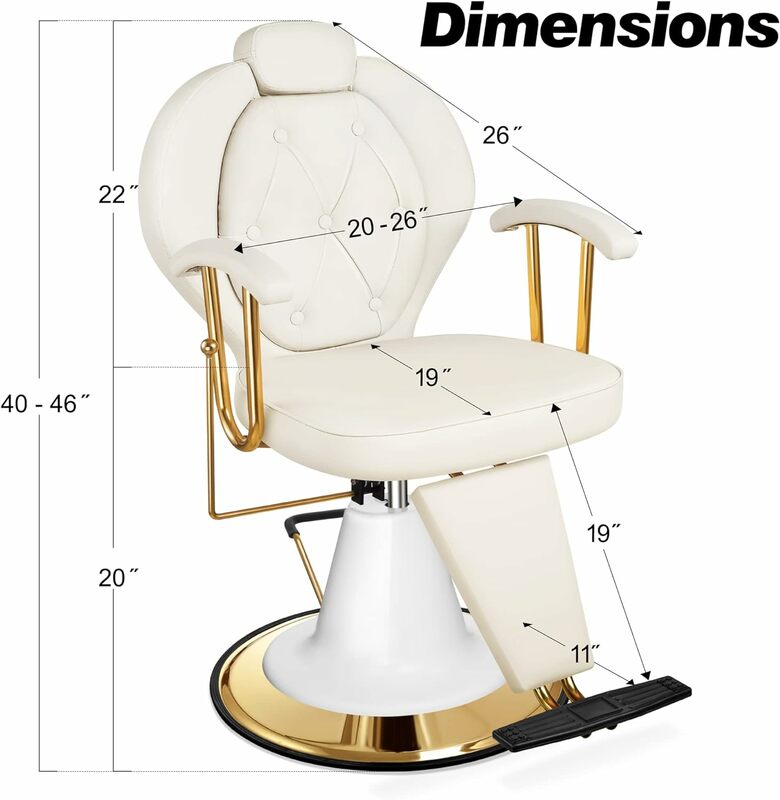 Baasha-Silla de salón reclinable para estilista, sillón multiusos para el cabello con bomba hidráulica resistente, silla giratoria de 360 °