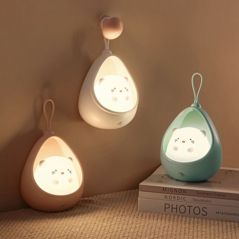 Rabbit Cartoon Silicone Night Lamp, Controle de sensores, LED Night Lamp, USB recarregável, Cat Wall Lights, Presentes para mulheres, 3 modos