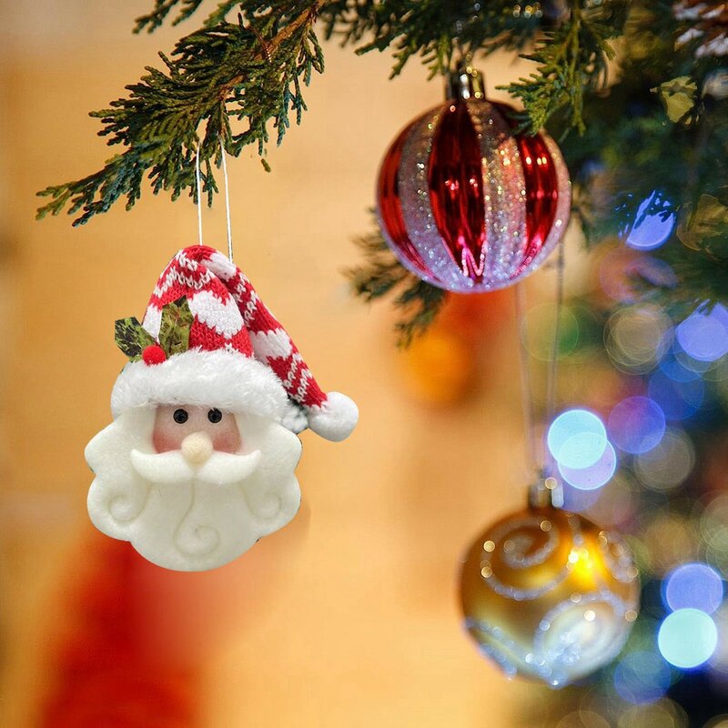 1PC Christmas Ornaments Cute Plush Santa Claus Pendant Xmas Tree Hanging Decorations For Home 2024 New Year Decor Kids Gifts Toy