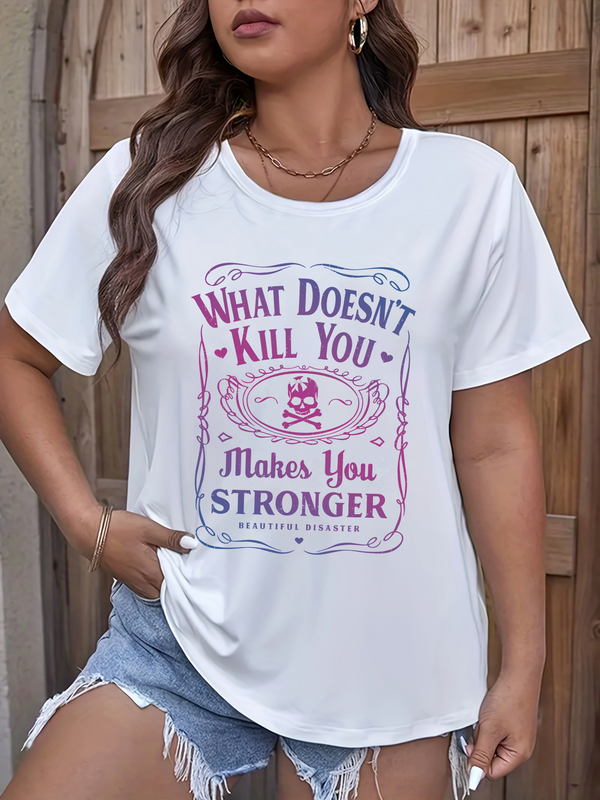 Plus Size Damen Sommer lässig Kurzarm Rundhals Top T-Shirt gedruckt Grafik Skelett Kopf plus Größe Mode T-Shirt