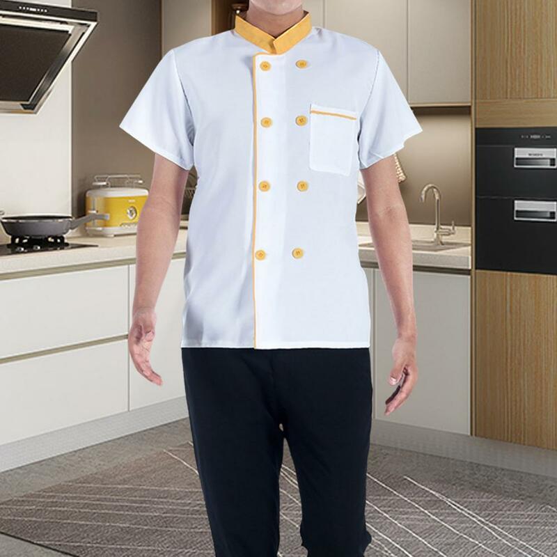 Uniforme de Chef con cuello alto, camisa de Chef con contraste de Color, fácil de lavar, ropa de trabajo