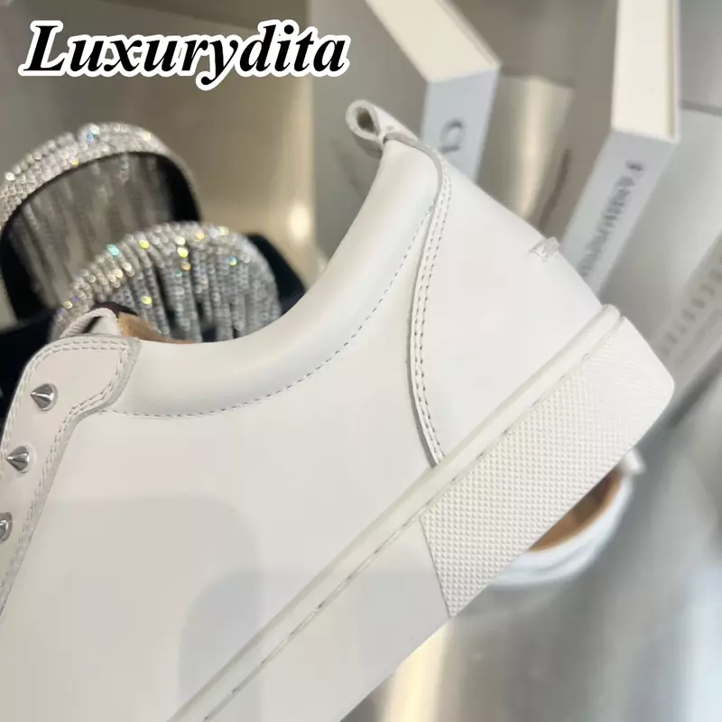 Luxurydita รองเท้าผ้าใบหนังแท้สำหรับผู้ชายดีไซน์เนอร์ลำลอง, รองเท้าเทนนิสผู้หญิงที่หรูหราพื้นรองเท้าเทนนิสขนาด35-47 unisex แฟชั่น HJ1018