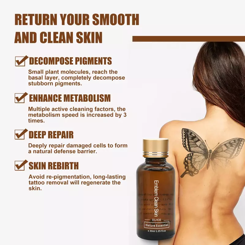 Quick Tattoo Removal Serum Permanent Tattoo Remover Liquid Natural Painless Body Facial Pigment Fading Tattoo Aftercare Cream