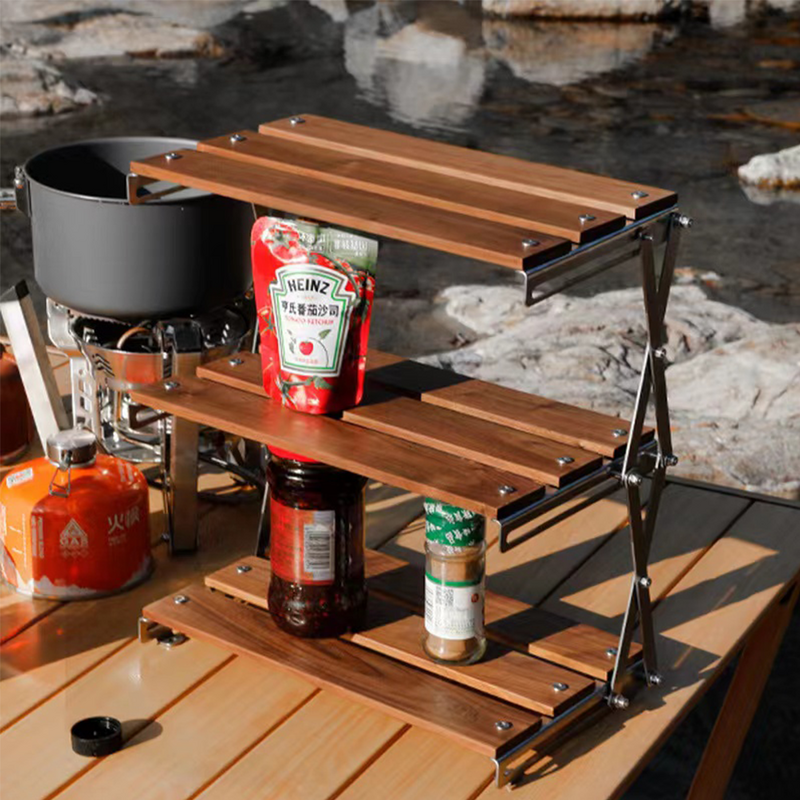 Zewnętrzny stojak kempingowy przenośny trzypoziomowy stojak łatwy do przenoszenia składany składany stół na piknik kemping