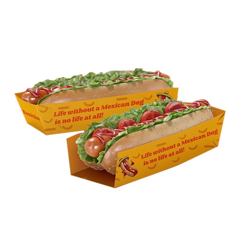 Customized productDisposal Custom Printed Hot Dog Box Fast Food Container Package Takeaway Kraft Paper Boxes For Snack Burger Sa