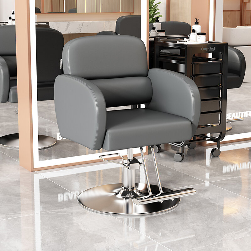 Cadeira de barbeiro com fezes para salão de beleza, maquiagem facial, cadeira simplicidade, cabelo cosmetologia chaise, mobiliário do salão de beleza, WN50BC