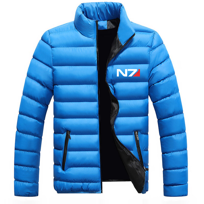 Doudoune en coton à effet de masse pour homme, veste sur mesure, chaude et épaisse, décontractée, couleur unie, avec fermeture éclair, Logo N7 imprimé, nouvelle collection hiver 2021