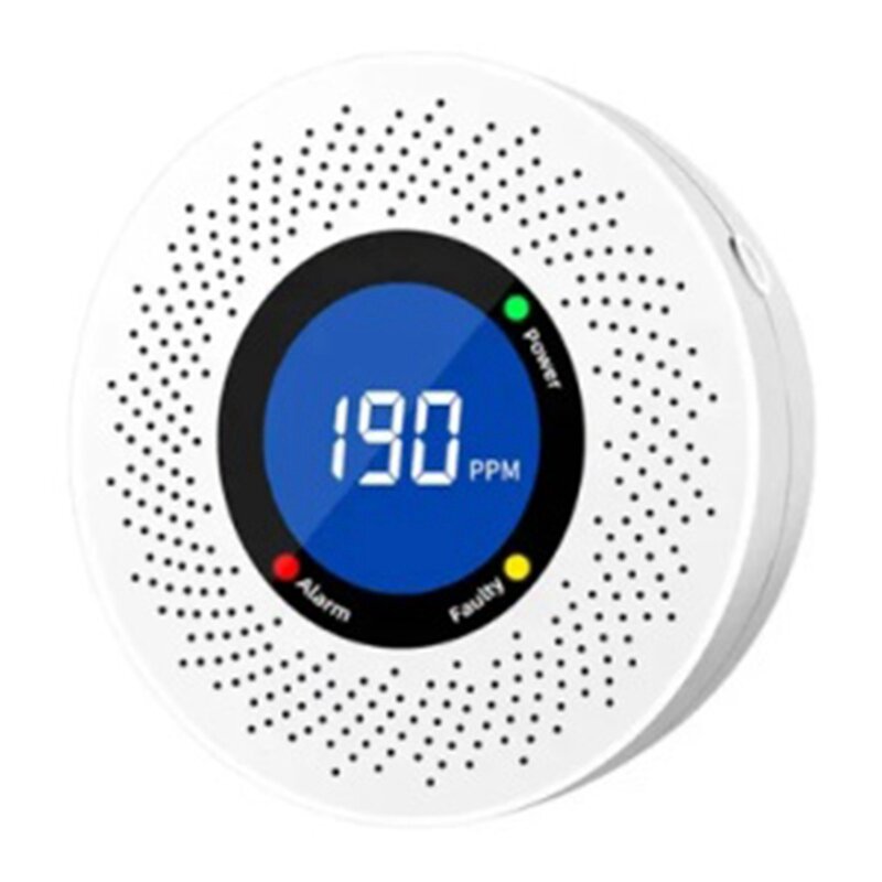 1 Stück weißer Kohlenmonoxid-Standalone-Detektor Co-Alarm mit batterie betriebener Bildschirm anzeige für das Küchen büro zu Hause