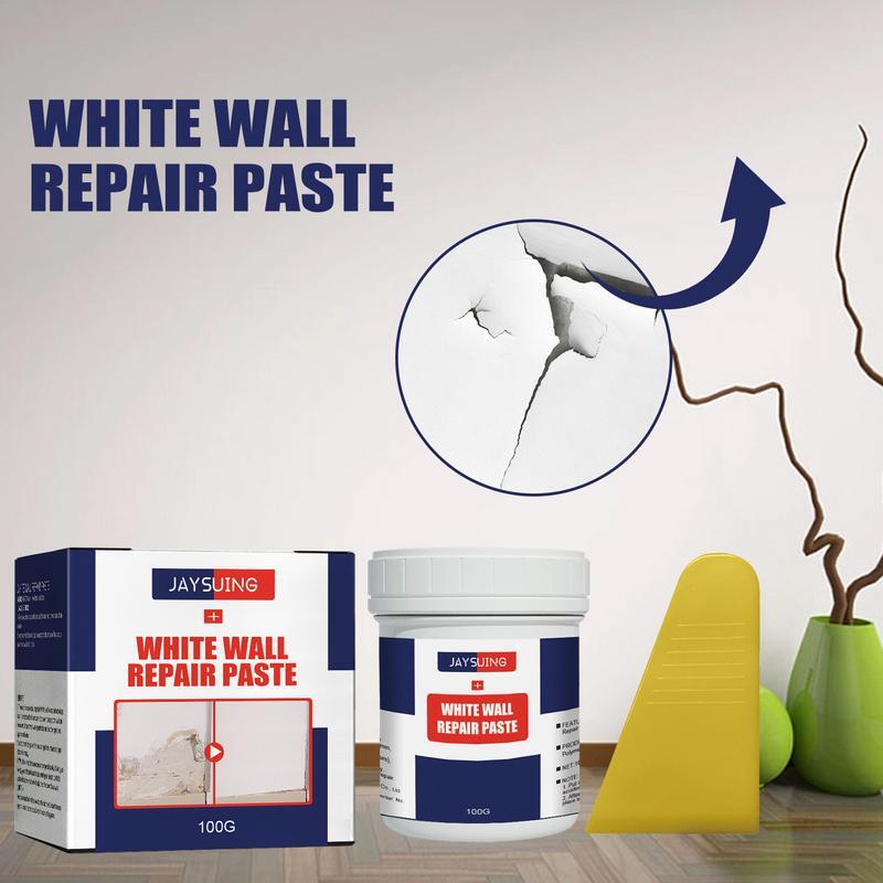 Pasta multiusos para reparación de paredes blancas, accesorio con raspador para el cuidado de la pared, revestimiento de renovación, pasta de parches para el hogar, 100g