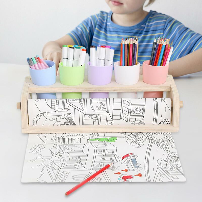 Диспенсер для рулонов крафт-бумаги, держатель для ручек, прочный детский подарок, легкий мольберт для рисования для детей, плинтус для письменного стола