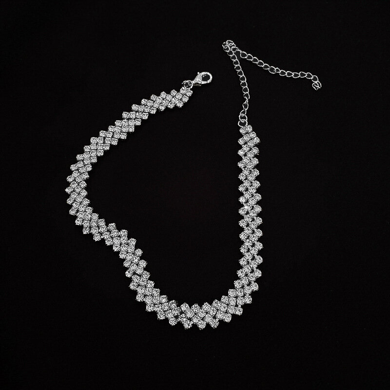 Kalung Choker Berlian Imitasi Penuh Mode untuk Wanita Kalung Kepribadian Kristal Geometris 2022 Hadiah Pesta Perhiasan Pernikahan