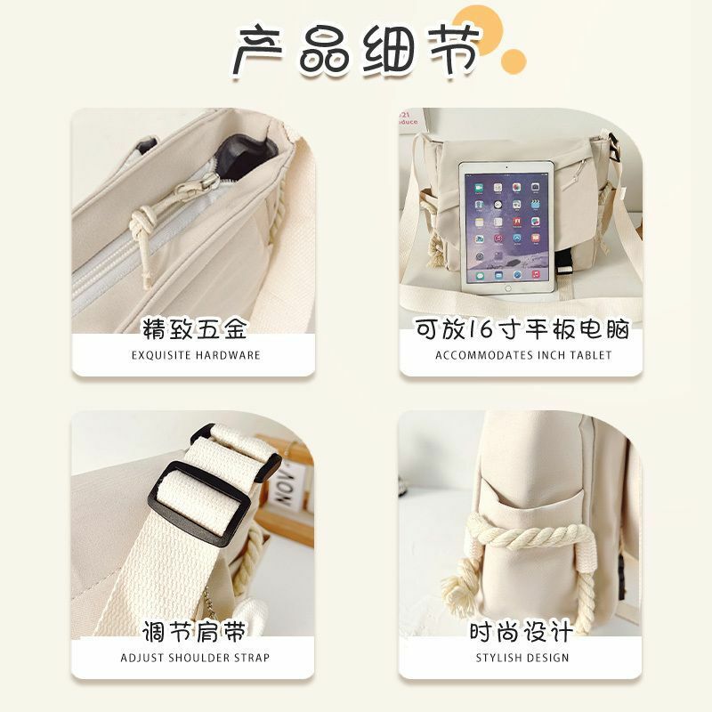 Sanrio New Pacha Dog Crossbody Bag College Men and Women Portable Canvas Bag Shoulder Bag for Class