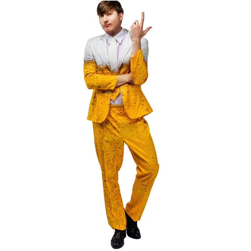 Men's Oktoberfest Suit Costume Bavarian Beer Cosplay Dress Up Adult Suit Clothes Role Play Yellow Beer Party Fantasia Costumes