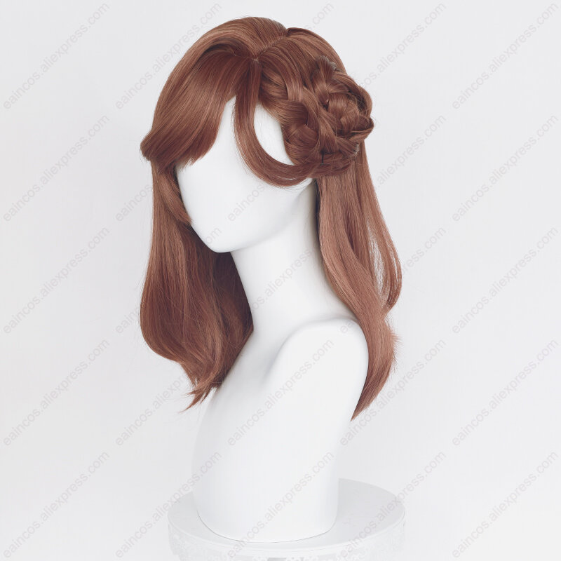 Wig Cosplay pahlawan Game 50cm Wig coklat merah panjang rambut sintetis tahan panas pesta Halloween