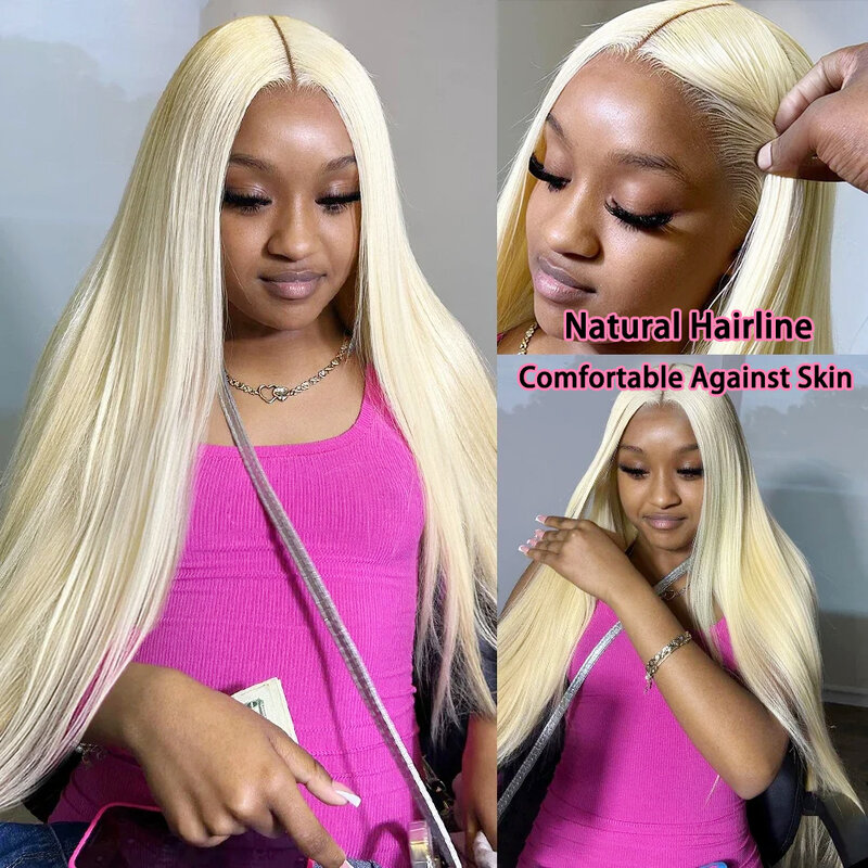Honey Blonde HD Transparente Lace Frontal Wig para Mulheres, Cabelo Humano Brasileiro, Liso, 13x4, 613 Cores, 13x6