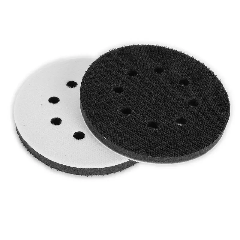 Hook and Loop Soft Sponge Cushion Buffer Pads para Lixar Disco, Lixadeira Orbital, 8 Buracos, 5 ", 125mm, 6", 150mm, 2Pcs