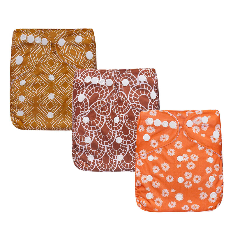 Happyflute-Juego de pañales de tela para bebé recién nacido, pañales reutilizables, impermeables, ecológicos, ajustables, de gamuza, con bolsillo, 3 uds.
