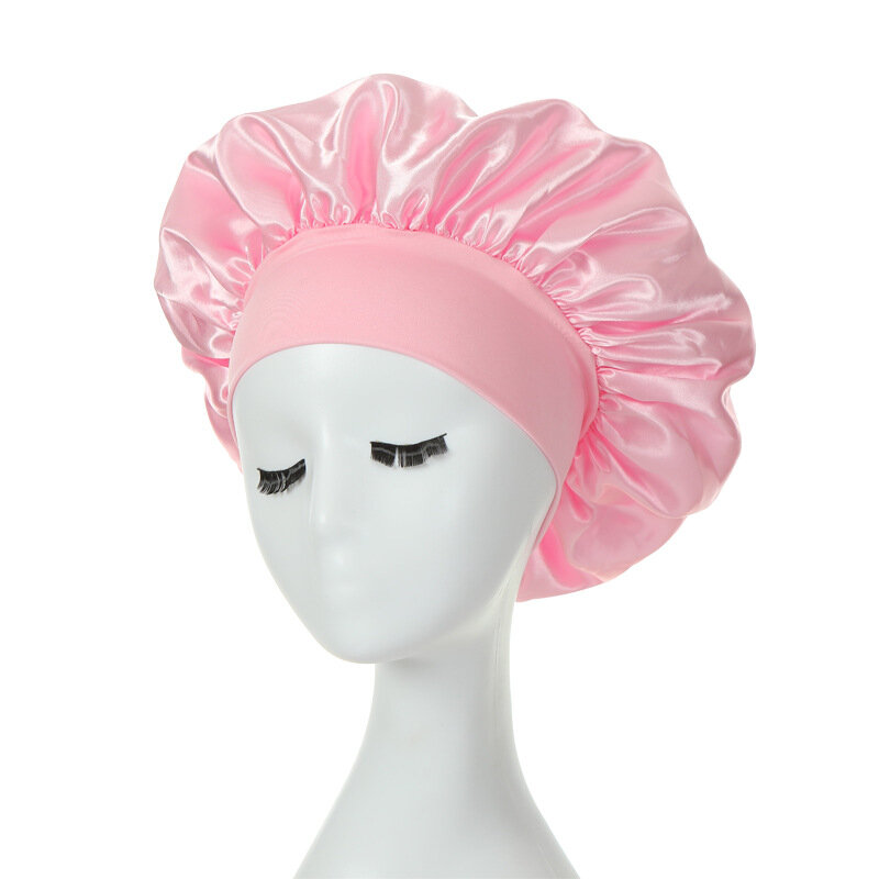 Penutup rambut lurus Satin halus, topi tidur Bonnet berjajar untuk Perlindungan Rambut keriting untuk wanita dan pria Semua malam