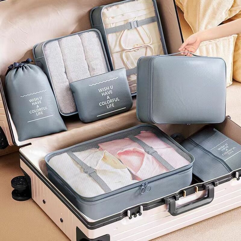 대용량 방수 포장 큐브, 다양한 크기의 여행 보관 가방, 방습 속옷, 세트당 7 개